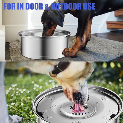 Dog Water Bowl Dispenser, No Spill Water Bowls for Dogs & Slow Feeder Stainless Steel Dog Bowl - Anti-Slip Pet Water Bowl Dispenser for Messy Drinkers