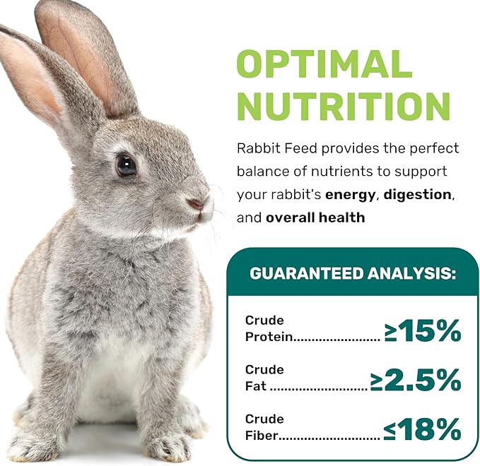 Rabbit Food Pellets, 5 Lbs Alfalfa Rabbit Pellets, Bunny Feeds, All Natural Bunny Food, Supports Healthy Bone Teeth & Digestion, Enriched with Essential Vitamins & Promotes Long-term Care