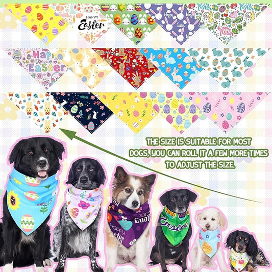 100 Pcs Easter Dog Bandanas Bulk Pet Bibs Colorful Triangle Scarf Pet Bandanas for Medium Large Dogs Easter Festival Spring Summer Birthday Costume Decor