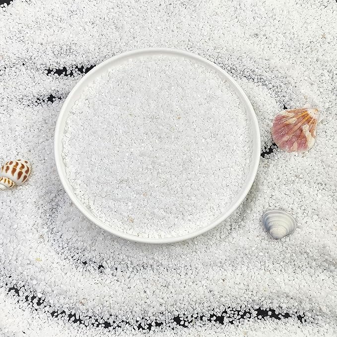 10 lbs Aquarium White Sand, 0.8-2mm Coarse Sand. Small Gravel for Fish Tank, Succulent Plants Potted, Paintings, Fire Pits, Candle, Vase Filler and Crafts