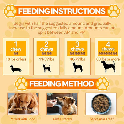 Probiotics for Dogs,6 Digestive Probiotics & 6 Enzymes for Gut Health,Digestion & Gut Support,Helps Diarrhea, Yeast Infection, Upset Stomach,Allergies & Immune System Support-300 Chews