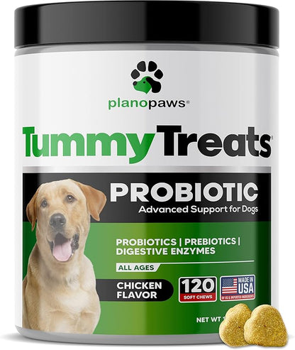 Probiotics for Dogs Digestive Health - Dog Probiotics and Digestive Enzymes - Allergy Relief for Dogs - Probiotic for Dogs Gut Health - Puppy Probiotic Tummy Treats - 120 Dog Probiotic Chews