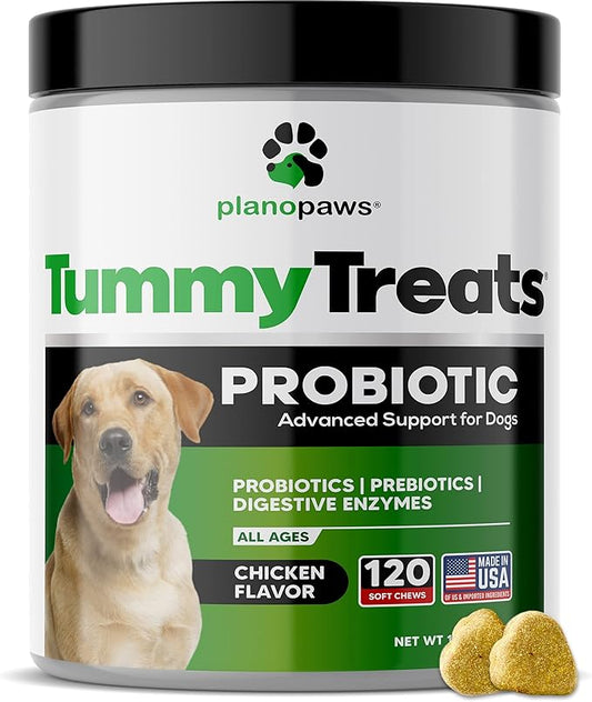 Probiotics for Dogs Digestive Health - Dog Probiotics and Digestive Enzymes - Allergy Relief for Dogs - Probiotic for Dogs Gut Health - Puppy Probiotic Tummy Treats - 120 Dog Probiotic Chews