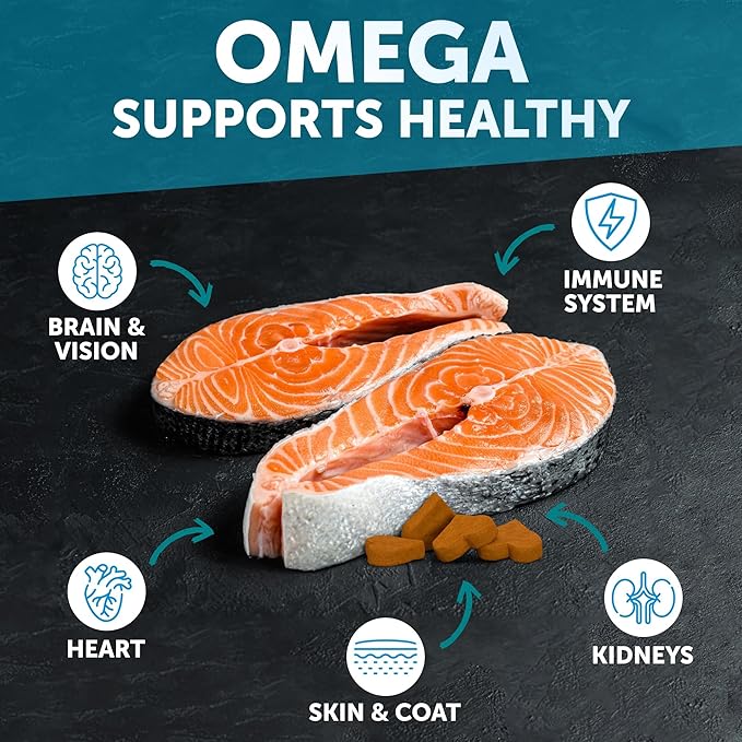 Omega 3 Fish Oil for Dogs - Dog Allergy Chews - Itch Relief & Skin and Coat Supplement with Salmon Oil - Hot Spots Treatment - Allergy & Anti Shedding Support - EPA & DHA Fatty Acids - 120 Treats