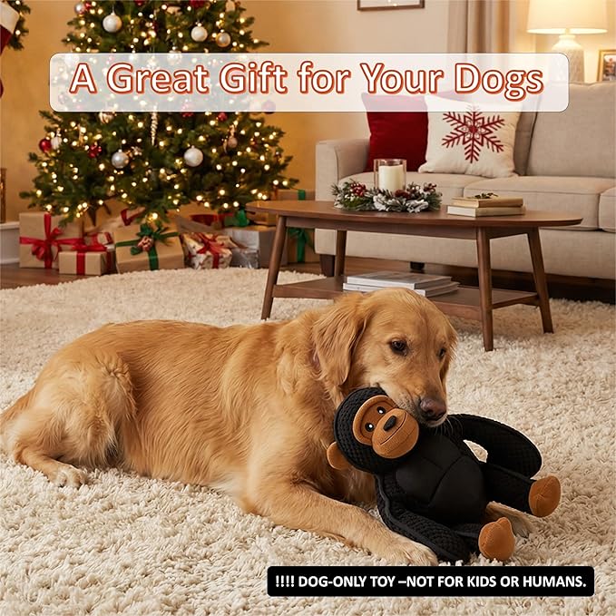 Plush Stuffed Squeaky Dog Toys, Dog Toy Medium、Large Breed, Dog Chew Toys for Non-Aggressive Dogs,Chew Dog Toys to Keep Them Busy,Solomon，11" x 11" Gorilla