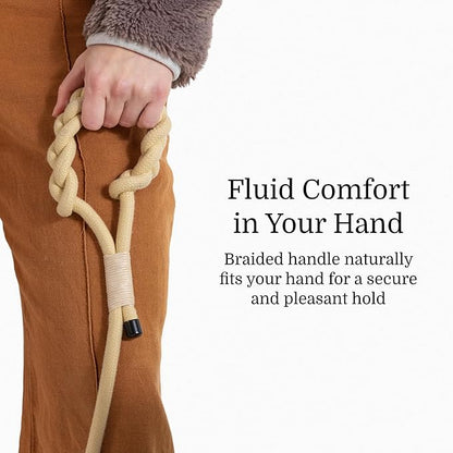 2025 New Edition, Fei & Eve Hand-Braided Dog Leash, 6FT | SP Cotton Material | Heavy Duty Training | Comfort Grip Handle for Small/Medium/Large Dogs, Champagne