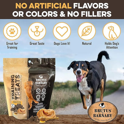 BRUTUS & BARNABY Training Treats for Dogs - Peanut Butter & Honey - All-Natural Healthy Low Calorie Vegetarian Treat - Great to Use for Rewards in Training Your Puppy Or Dog