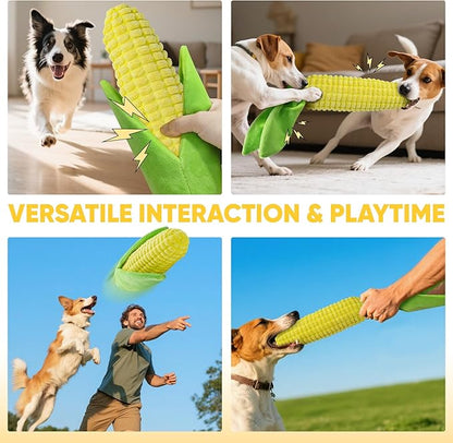 Vitscan Tough Dog Toys for Not Aggressive Chewers, Durable Dog Chew Toys for Small Medium Large Dogs,Interactive Crinkle Squeaky Dog Toys to Keep Them Busy Corn Plush Puppy IQ Training Dogs Puzzle Toy