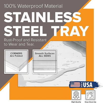Pinnacle Systems 36" x 19.5" Metal Replacement Dog Crate Pan Chew Proof Crack Proof Pet Kennel Tray Central Dog Training Crate Pan Pet Supplies, Stainless Steel, 1" H