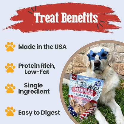 Farm To Pet - Dog Training Treats - 12 oz Chicken Chips, Single Ingredient, Lean, All Natural, Healthy Dog Treats for Small, Medium, Large Breeds, & Puppies, Made in USA
