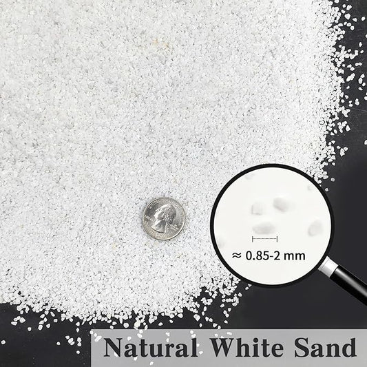 5 lbs Aquarium White Sand, 0.8-2 mm Mini Aquarium Gravel. Coarse Sand for Fish Tank, Paintings, Succulent Plants Potted, Fire Pits, Candle, Vase Filler and Crafts