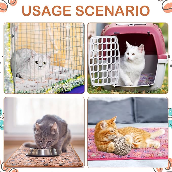 Reginary 4 Pcs Waterproof Guinea Pig Blankets Washable Small Animal Fleece Bedding Guinea Pig Cage Liners Reusable Training Pads Pet Pee Pad Sleep Mat for Hamster(Paw Print,24 x 16 Inch)