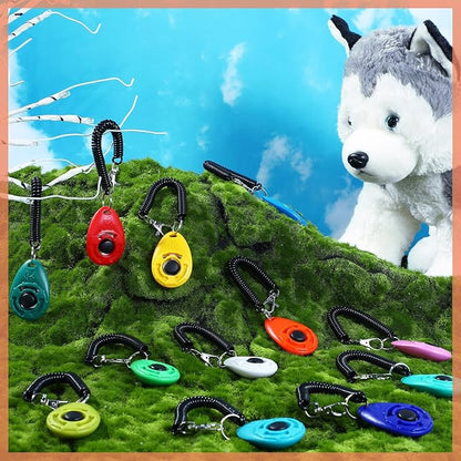 Kigeli 30 Pcs Dog Training Clicker for Pet with Wrist Strap Dog Cat Bird Clicker Puppy Training Supplies for Dogs Cats Horses Birds Behavioral Coaching Accessories (Multicolor)