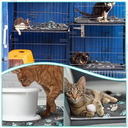 Reginary 4 Pcs Waterproof Guinea Pig Blankets Washable Small Animal Fleece Bedding Guinea Pig Cage Liners Reusable Training Pads Pet Pee Pad Sleep Mat for Hamster(Cute Paw,24 x 16 Inch)