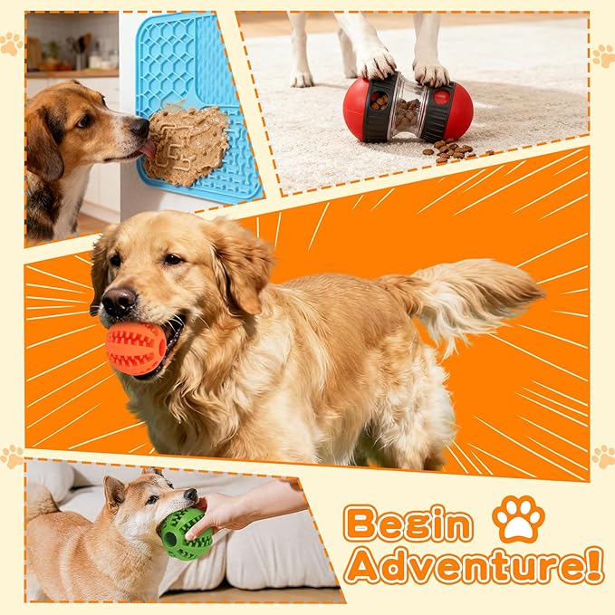 fyfracing 9-in-1 Interactive Dog Toys Set: Mental Stimulation Puzzle, Treat Dispenser Ball & Chew Toys，Lick Mat – Boredom Buster Combo to Keep Small, Medium Dogs Busy & Engaged