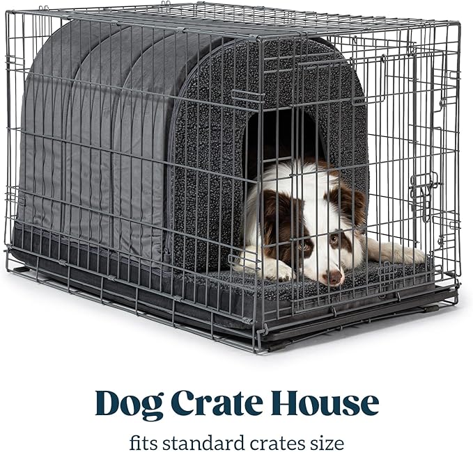 Indoor Dog House - Orthopedic Dog Tent Bed w/Egg-Crate Foam - Pet Bed with Cover Cave - Waterproof Lining - Nonskid Bottom, Ideal for Medium Breeds & Fits 30-Inch Crate - 29"x18"