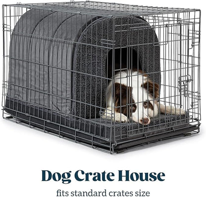 Indoor Dog House - Orthopedic Dog Tent Bed w/Egg-Crate Foam - Pet Bed with Cover Cave - Waterproof Lining - Nonskid Bottom, Ideal for Small Breeds & Fits 24-Inch Crate - 23"x16"