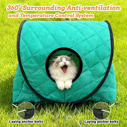 Outdoor cat Bed, cat cave Bed,a Dual-use indooroutdoor cave cat Bed, relieves cat Anxiety, Comes with Ground pegs for Fixation, Waterproof and Warm, Suitable for Camping and Outdoor pet beds.