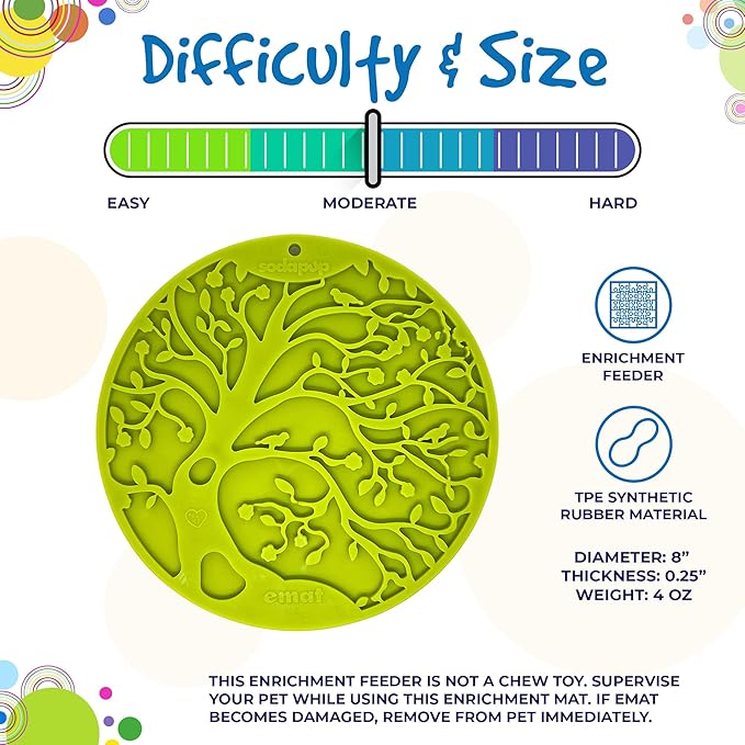 SodaPup Tree of Life eMat – Durable Enrichment Feeder with Suction Cups Made in USA from Non-Toxic, Pet-Safe, Food Safe Rubber for Mental Stimulation, Avoiding Overfeeding, Calming, & More