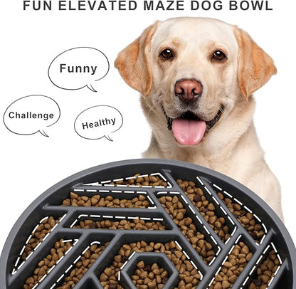 TOBYTO Slow Feeder Dog Bowls Large Medium Breed,Anti-Choking Slow Eating Dog Food Bowl,Non Slip Pet Slower Food Feeding Bowls Large Puzzle Slow Feeder Bloat Stop Maze Dog Dishes,Gray