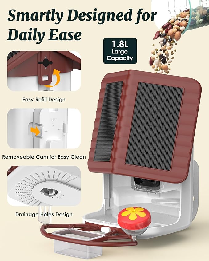BIRDSFAVE-Bird Feeder with Camera Solar Powered, 2K Clear Live/Video/Photo Auto Arrival Alerts AI Identify Smart Cameras Birds Feeders with 32GB Card DIY Add-ons, 2.4G WiFi Wireless Birdwatching Gift