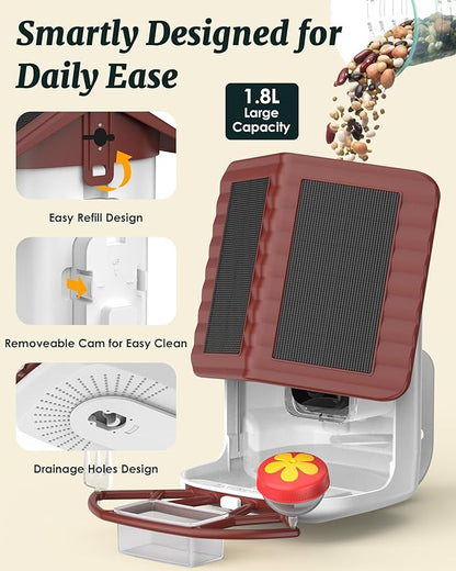 BIRDSFAVE-Bird Feeder with Camera Solar Powered, 2K Clear Live/Video/Photo Auto Arrival Alerts AI Identify Smart Cameras Birds Feeders with 32GB Card DIY Add-ons, 2.4G WiFi Wireless Birdwatching Gift