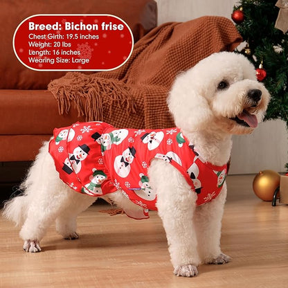 cyeollo 2 Pack Dog Christmas Dress Holiday Dog Dresses for Small Dogs Soft Breathable Holiday Pet Clothes Girl Snowman Outfit Pet Apparel, XL