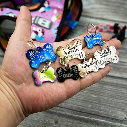 Personalized Dog Tag with 5 Lines of Custom Deep Engraved Durable Stainless Steel Pet ID Name Tag Designer Small Size Bone