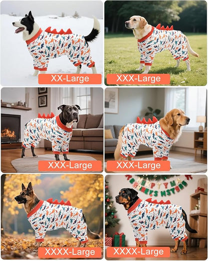 CuteBone Dinosaur Costume Dog Pajamas, Stretchy Spandex Crystal Velvet Sleepwear Coat for Small Dogs, Soft & Warm Pet Outfit Clothes for Cold Weather, Cozy Pullover Design COSP02XXL