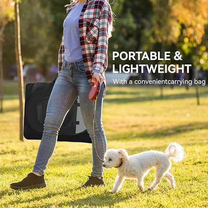 Dark Grey Dog Cat Playpen, Puppy Pet Playpen, Small Dogs Tent Crates Cage Indoor/Outdoor, Portable Pop Up Dog Kennel Playpen with Carrying Case for Dogs/Cats/Rabbits