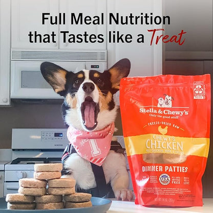 Stella & Chewy's Freeze-Dried Raw Dinner Patties - Chicken Recipe - High Protein Grain-Free Puppy & Dog Food - Perfect for Picky Eaters - 25 oz