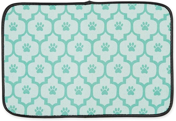 Bone Dry Machine Washable, Ultra Absorbent Pet Mat, 12x18, Green Lattice