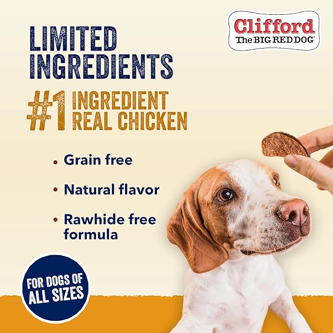 Clifford The Big Red Dog Soft Training Treats for Puppies and Dogs – Healthy, High Protein, Grain Free, Soft Puppy Treats for Small Dogs and Large – Real Chicken Jerky – 24oz