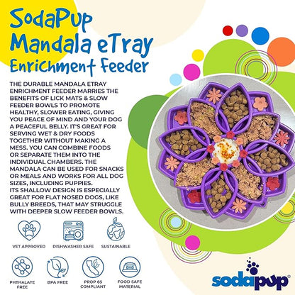 SodaPup Mandala eTray – Durable Slow Feeder Tray Made in USA from Non-Toxic, Pet-Safe, Food Safe Material for Mental Stimulation, Calming, Avoiding Overfeeding, Slow Eating, Healthy Digestion & More