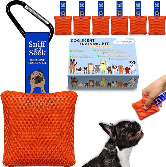 BabieDtOyG Dog Scent Training kit, Brain Games, Hide and Seek Toys - Fun Nose Work Games, Sniff and Seek Sniffing Toys, Dog Nosework Kit, Scent Work Kit for All Ages Dog (Orange)