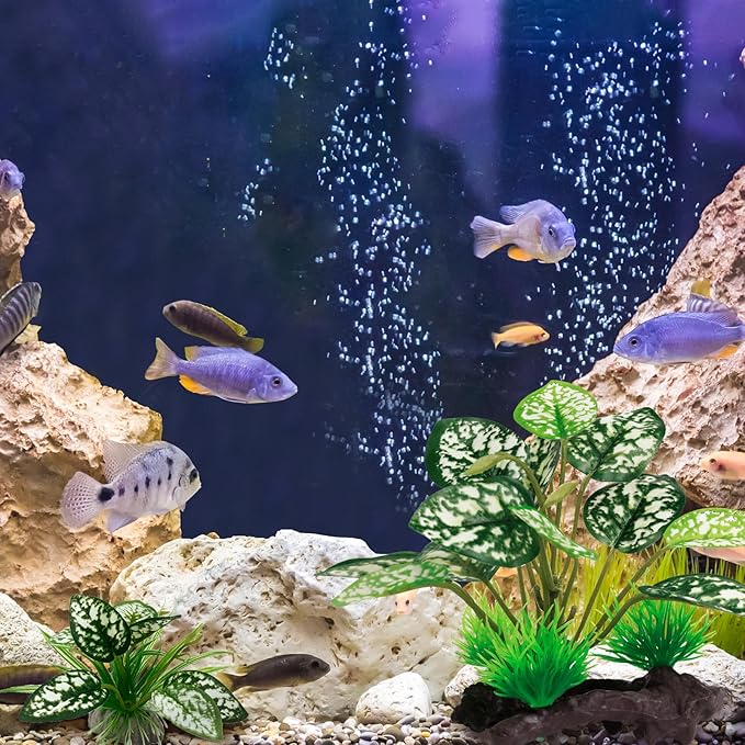 Moonorange Reptile Artificial Plants, Terrarium Plants Decorations Supplies, Aquarium Fish Tank Plant, Amphibian Habitat Hideout Tank Accessories (M Set-2pcs/B)