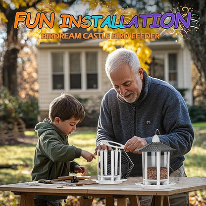 Birdream 2 Pack Bird Feeders for Outdoor Hanging, Retro Pagoda Design Fun Installation Bird Feeder, Attracting Wild Birds Chickadees Goldfinches Cardinals Finches and Sparrows - Black&White