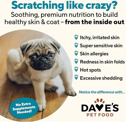 Dave's Pet Food Sensitive Skin Dog Food for Skin and Coat (Chicken & Sweet Potato), Wet Canned, Made in USA, 13.2oz Cans (12 Pack)