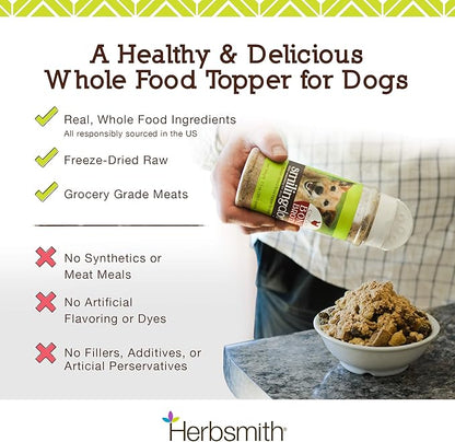 Herbsmith Kibble Seasoning – Freeze Dried Turkey – Dog Food Topper for Picky Eaters -4.9 oz