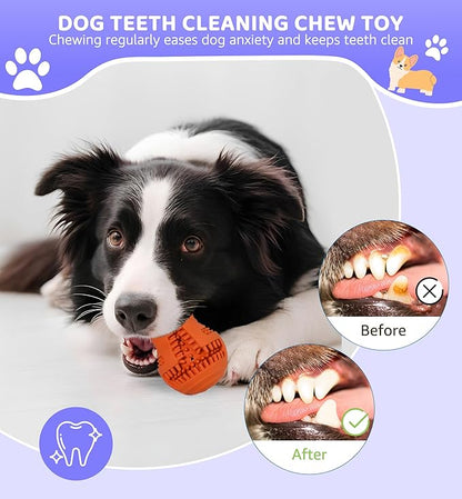 Durable Dog Chew Toy for Teeth Cleaning, Natural Rubber Dental Toy for Small Medium Dogs & Teething Puppies, Tough Chew Toy for Aggressive Chewers, Reduce Boredom and Keep Dogs Busy (Orange)