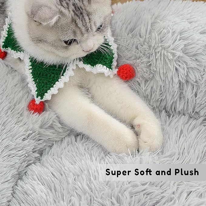 Calming Dog Bed & Cat Bed, Anti-Anxiety Donut Dog Cuddler Bed, Warming Cozy Soft Dog Round Bed, Fluffy Faux Fur Plush Dog Cat Cushion Bed for Small Medium Dogs and Cats (20"/24"/27"/30")