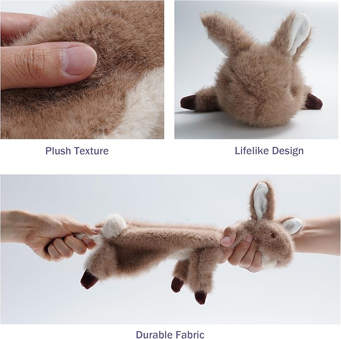 No-Stuffing Bunny Squeaky Dog Toy, Cute Plush Puppy Teething Toy to Keep Them Busy, Rabbit Interactive Tug of War & Dental Chew for Small Medium Large Dogs