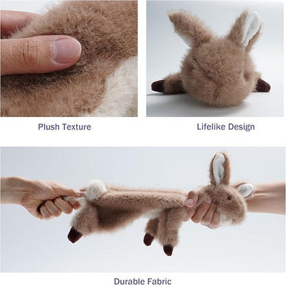 No-Stuffing Bunny Squeaky Dog Toy, Cute Plush Puppy Teething Toy to Keep Them Busy, Rabbit Interactive Tug of War & Dental Chew for Small Medium Large Dogs