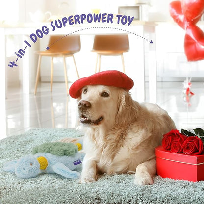 Fuzzwoof Squeaky Dog Toy, New 2025 Turtle Tug of War Crinkle Dog Toy, Tough Large Breed Interactive Stuffed Toy Trianing Fun to Keep Them Busy