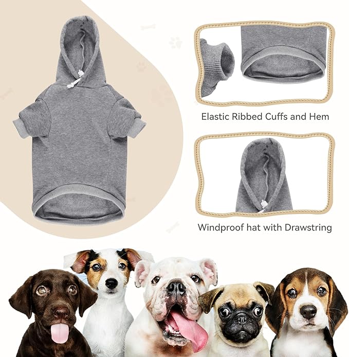 Grey Medium Dog Sweater - Soft Brushed Fleece Dog Clothes with Pocket