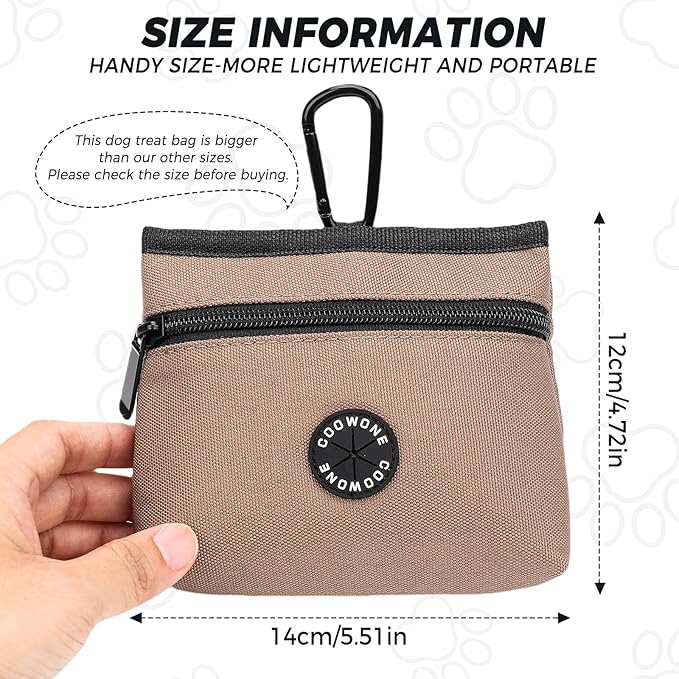 COOWONE Dog Treat Pouch with Pet Training Clicker, Detachable Dog Puppy Training Treat Bag, 900D Oxford Cloth Magnetic Closure Small Dog Walking Bag for Travel or Outdoor Use (Coffee)