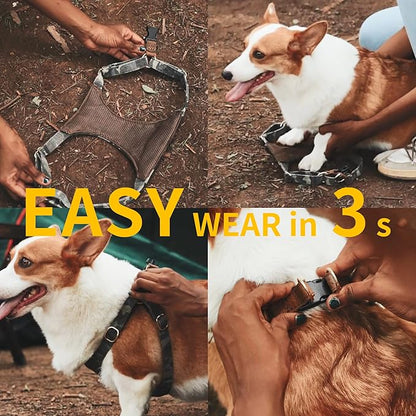 Dog Harness, No Pull Dogs Harness and Multi-Function Leash Set for Medium Dogs Easy Walk Everyday Adjustable Soft Dog Vest Harness Fashionable Dog Accessories Blue-Button-Slim Large