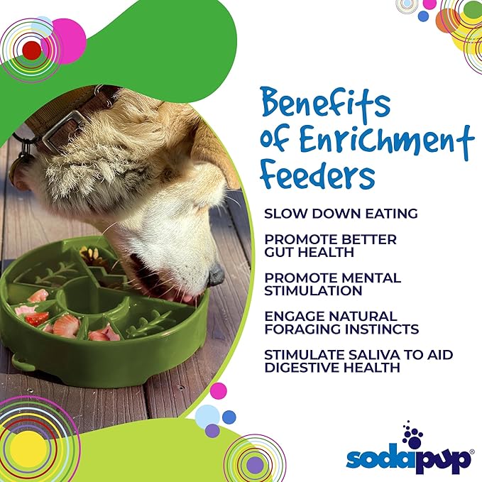 SodaPup Great Outdoors Enrichment Bowl – Durable Slow Feeder Bowl Made in USA from Non-Toxic, Pet-Safe, Food Safe Material for Mental Stimulation, Slowing Down Eating, Healthy Digestion, & More
