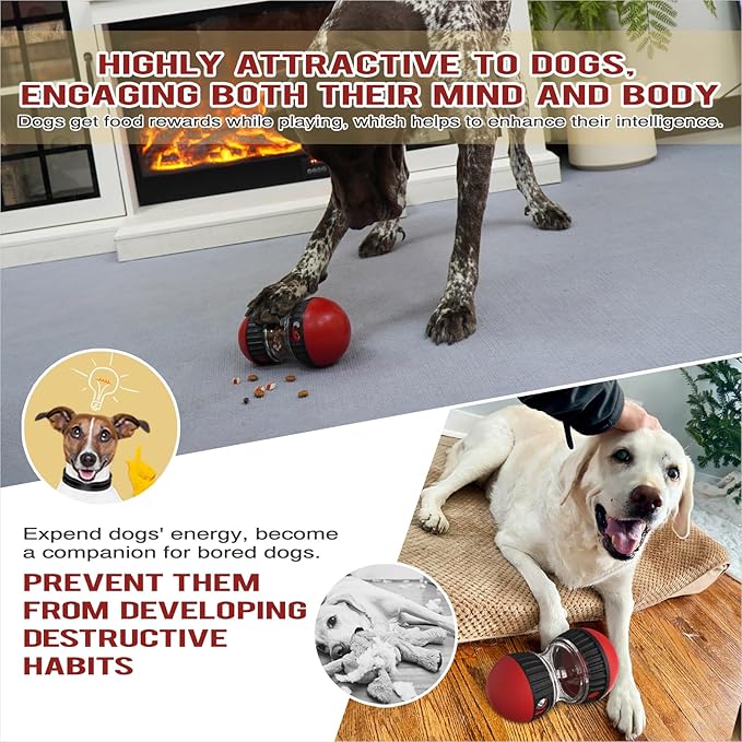 Interactive Dog Puzzle Toy - Mental Stimulation Rolling Treat Dispenser Ball & Slow Feeder Bowl Combo Set | Keeps Your Beloved Dog Focused & Busy | Extra Large Adjustable Treat Dispenser