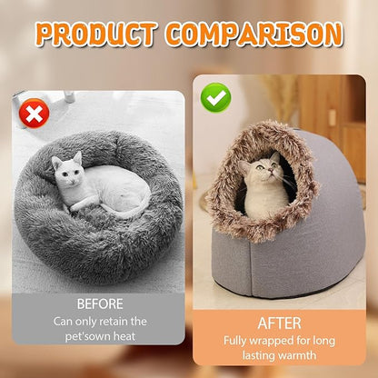 Winter Warm Pet Cave Bed, 2026 New Winter Cozy Cat Tent for Indoor, Soft Plush Cozy Indoor Nest with Non-Slip Bottom for Small Medium Dogs, Cats (Green, M, 16 * 14 * 13inches)